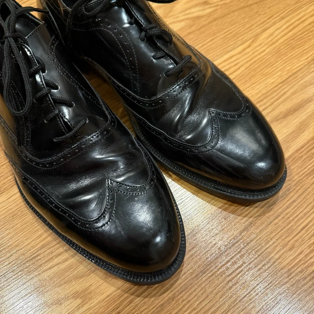 San Remo Black Leather Wing Tips Lace Up Dress Shoes 12M‎ Made in Italy